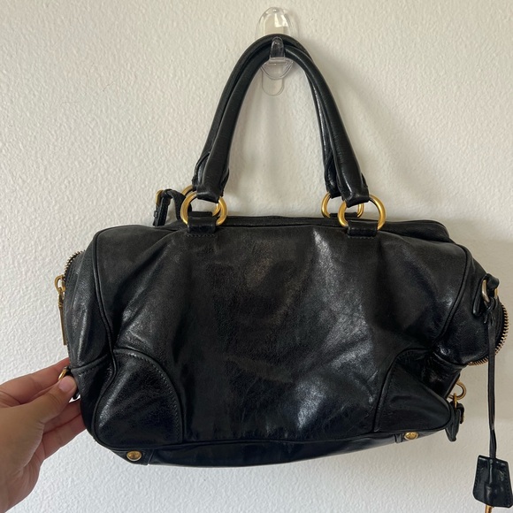 Prada Vitello handbag satchel leather black - Picture 5 of 8